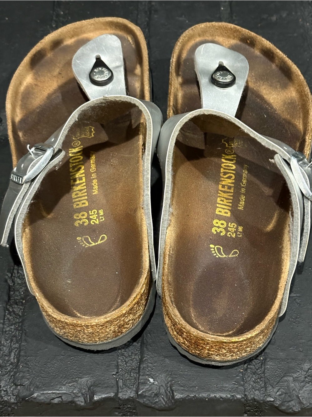 Birkenstock Silver Metallic Thong Sandals - Picture 6 of 6